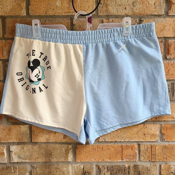 Disney Mickey Mouse 3” Fleece Shorts Blue & White Colorblock Juniors 3XL (21) - Picture 3 of 6